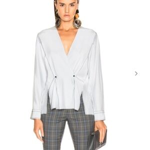 rag&bone Silk Draped V Neck Blouse Grey XS MINT